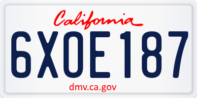 CA license plate 6XOE187
