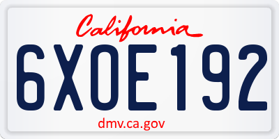 CA license plate 6XOE192