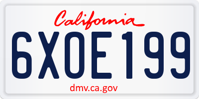 CA license plate 6XOE199