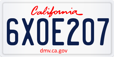 CA license plate 6XOE207