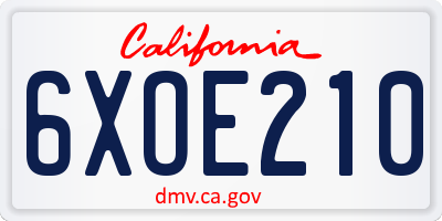 CA license plate 6XOE210
