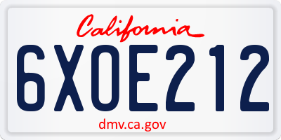 CA license plate 6XOE212