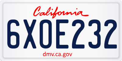 CA license plate 6XOE232