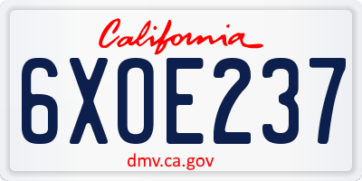 CA license plate 6XOE237