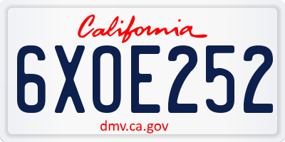 CA license plate 6XOE252