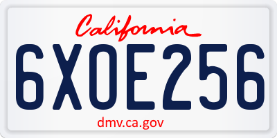 CA license plate 6XOE256