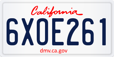 CA license plate 6XOE261