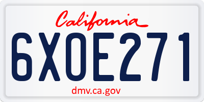 CA license plate 6XOE271