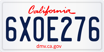 CA license plate 6XOE276