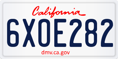 CA license plate 6XOE282