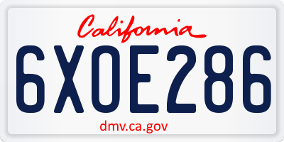 CA license plate 6XOE286