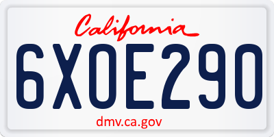 CA license plate 6XOE290