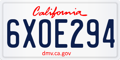 CA license plate 6XOE294