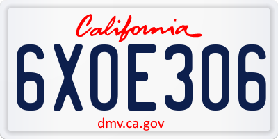 CA license plate 6XOE306