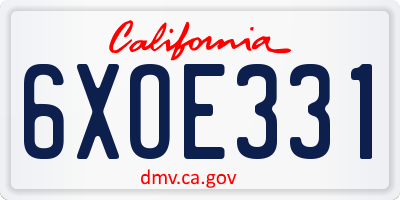 CA license plate 6XOE331