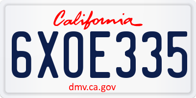 CA license plate 6XOE335