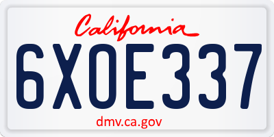 CA license plate 6XOE337