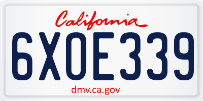 CA license plate 6XOE339