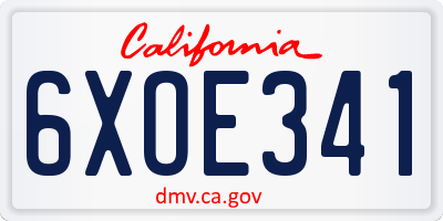 CA license plate 6XOE341