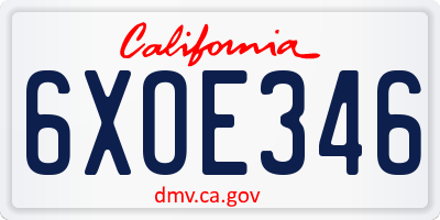 CA license plate 6XOE346