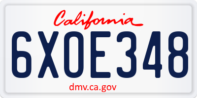 CA license plate 6XOE348