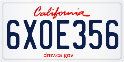 CA license plate 6XOE356