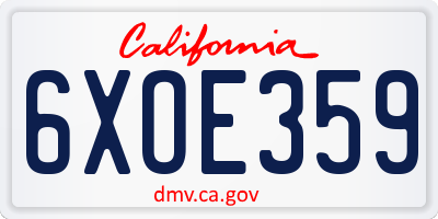 CA license plate 6XOE359