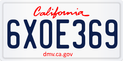 CA license plate 6XOE369