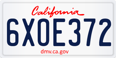 CA license plate 6XOE372