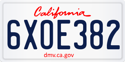 CA license plate 6XOE382