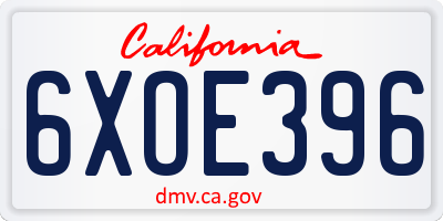 CA license plate 6XOE396