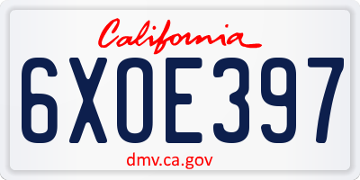 CA license plate 6XOE397