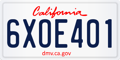 CA license plate 6XOE401