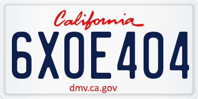 CA license plate 6XOE404