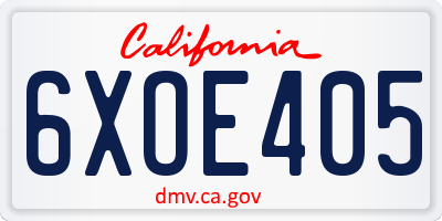 CA license plate 6XOE405