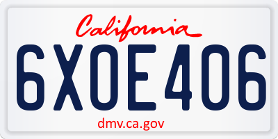 CA license plate 6XOE406
