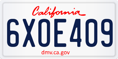 CA license plate 6XOE409