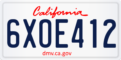 CA license plate 6XOE412