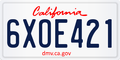 CA license plate 6XOE421