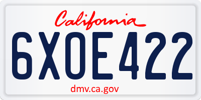 CA license plate 6XOE422