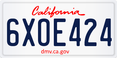 CA license plate 6XOE424
