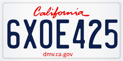CA license plate 6XOE425