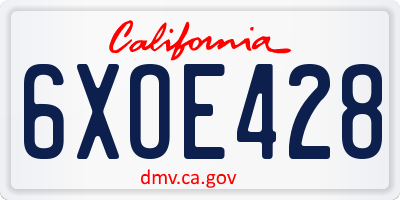 CA license plate 6XOE428
