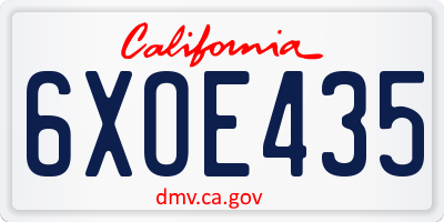 CA license plate 6XOE435