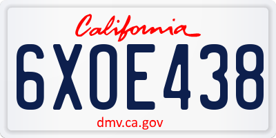 CA license plate 6XOE438