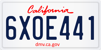 CA license plate 6XOE441
