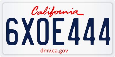CA license plate 6XOE444