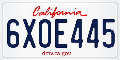 CA license plate 6XOE445