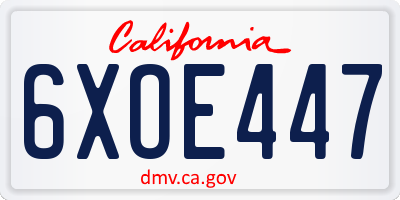 CA license plate 6XOE447