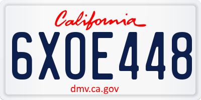 CA license plate 6XOE448